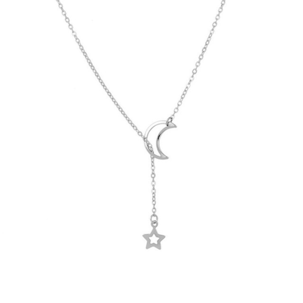Dainty moon and star necklace